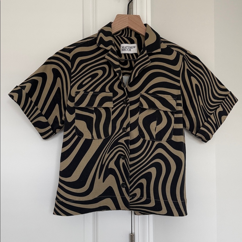 Matthew Bruch Safari Resort Twill Collar Neck Shirt and Pleated Shorts Size XS - Picture 3 of 16